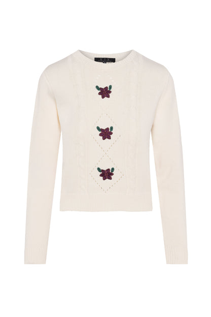 Cable Knit With Embroidery