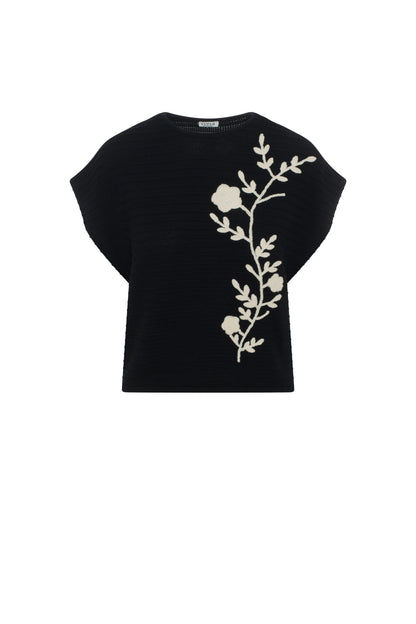 Floral Applique Sweater Vest