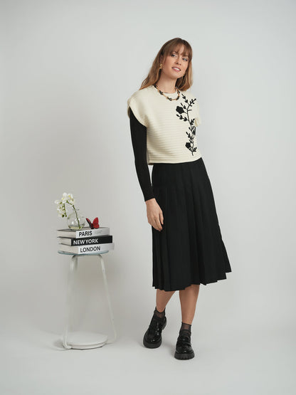 Floral Applique Sweater Vest