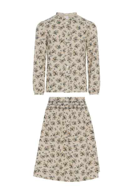 Flower Print Lace Skirt Set