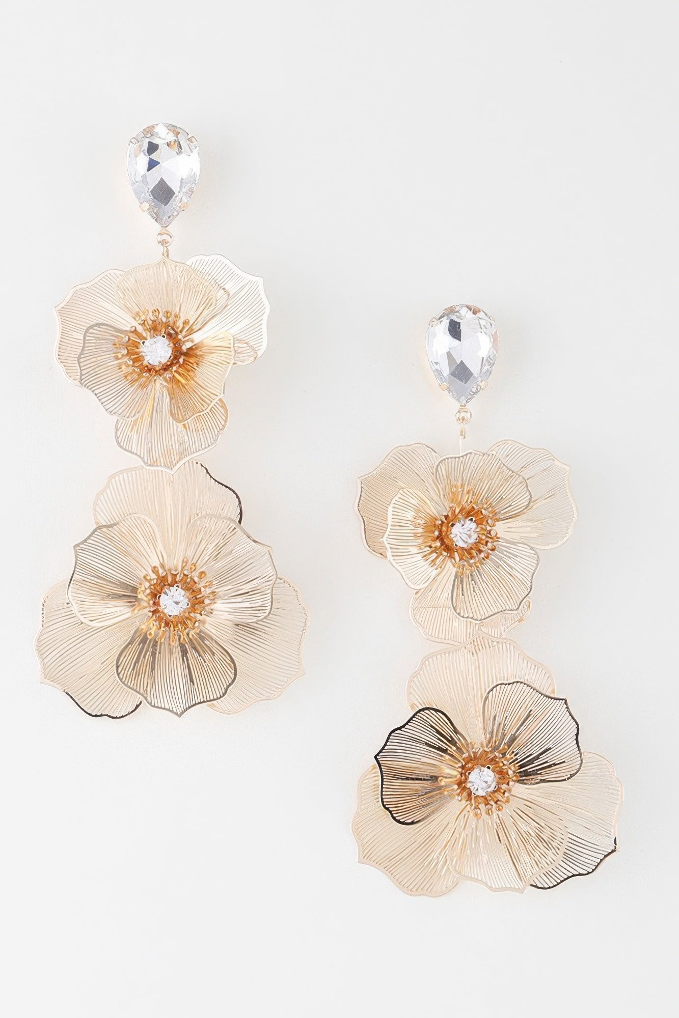 Jewel Flower Teardrop Earrings