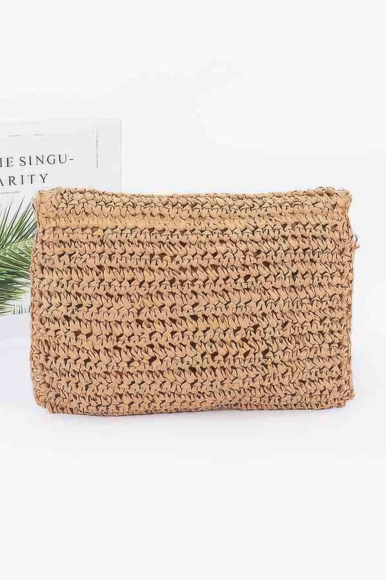Faux Straw Handmade Flower Flap Clutch