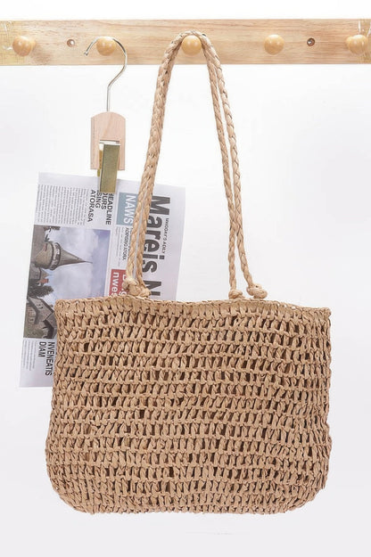 Faux Straw Multi Flower Tote Bag