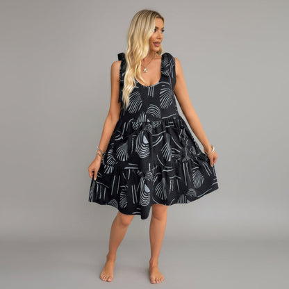 Abstract Pocket A-Line Dress