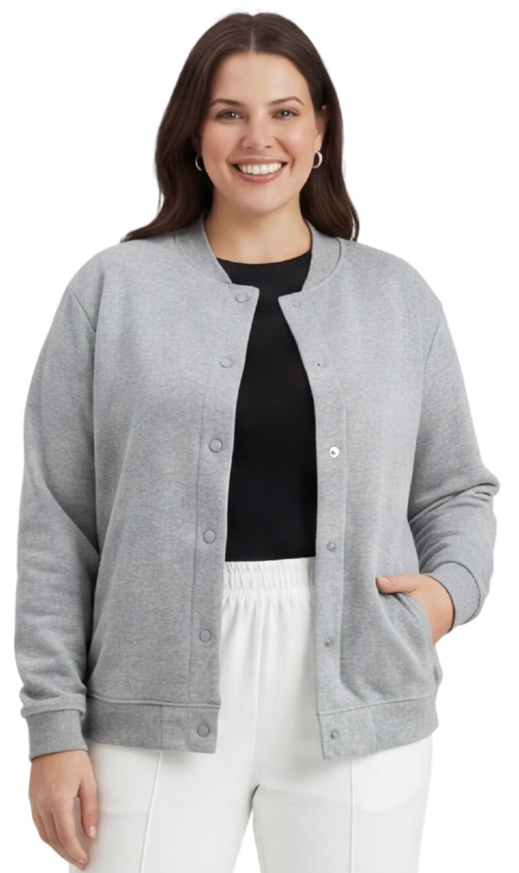 Womens Snap Up Jacket - Soft, Fleecy Lining for Three-Season Comfort