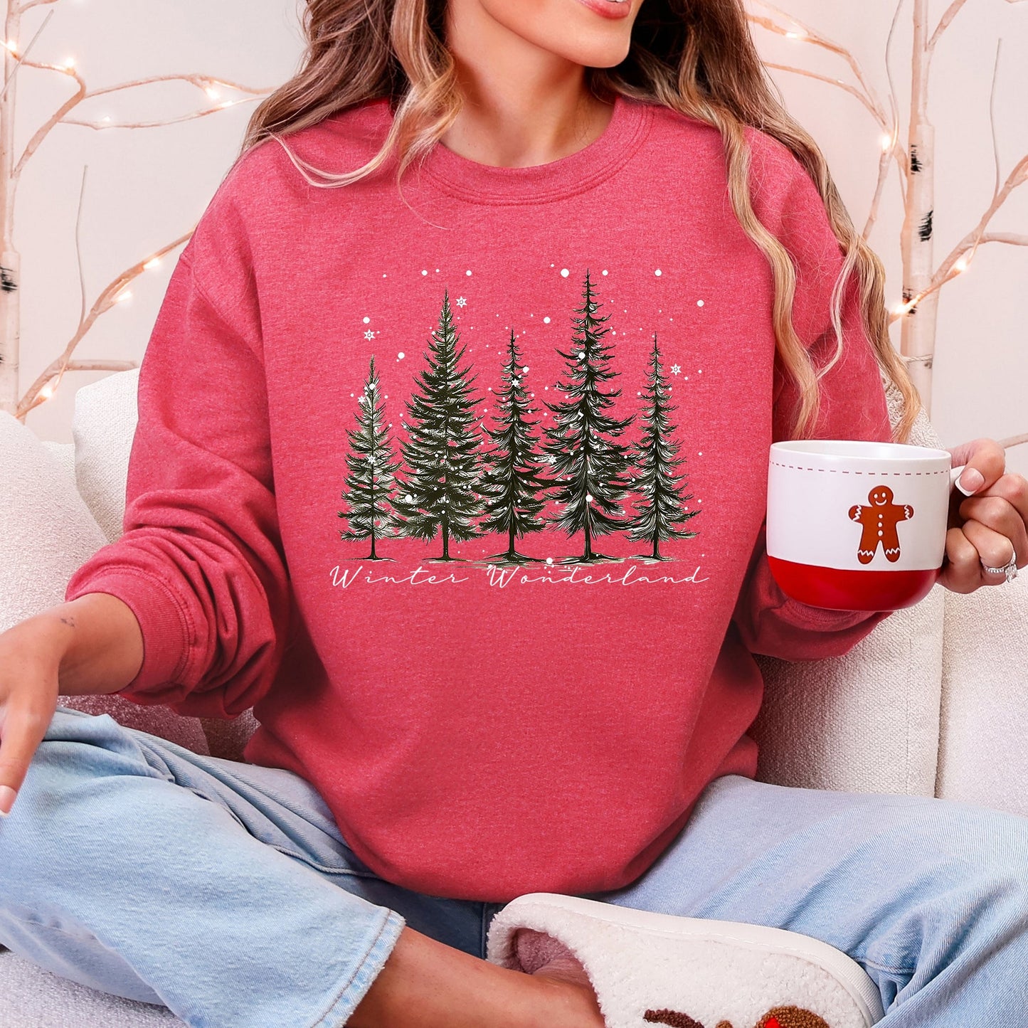 Winter Wonderland Christmas Trees Snow Scene With Pine Forest And Cozy Holiday Charm Sweatshirt