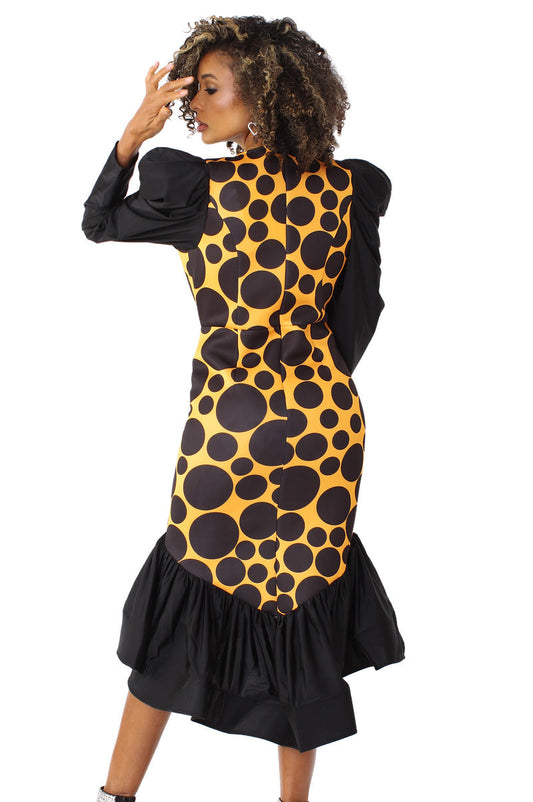 For Her Women Dress 82139C-Black/Yellow