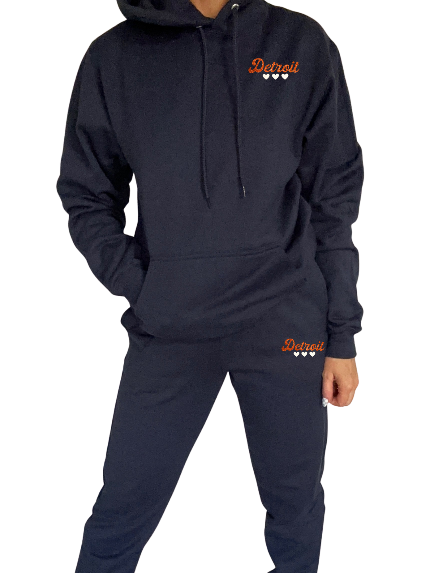 Navy Blue Detroit Minimalist Sparkle Sweatsuit