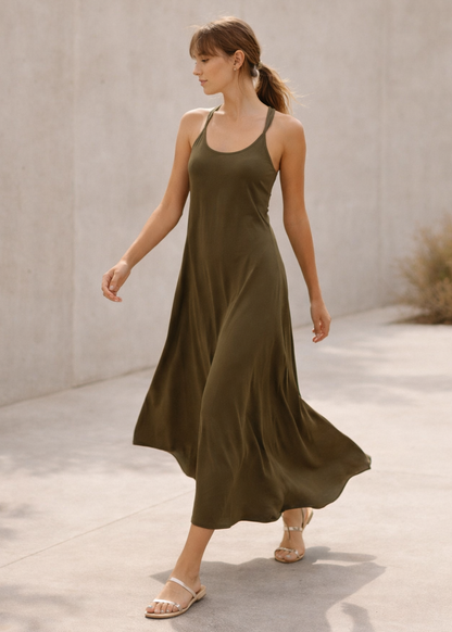 Cross Back Strap Maxi Dress Made in USA