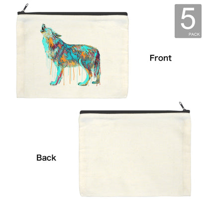 Baha Ranch Watercolor Wolf Cosmetic Bag Pack of 5 Made in America