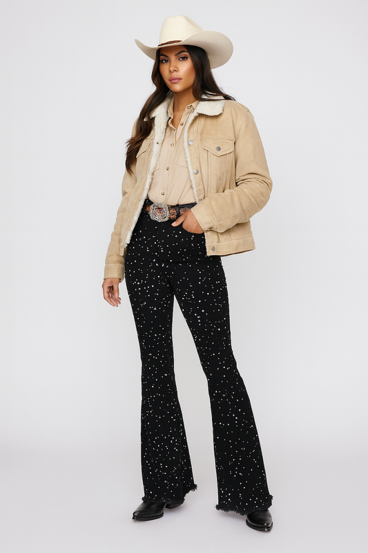 Vegas Glam Bell Bottom Jean in Black
