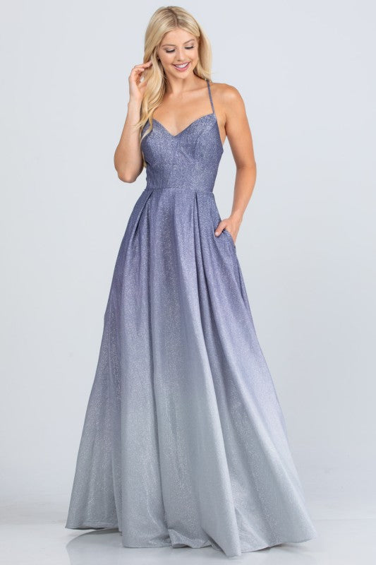 Back lace up ombré gown
