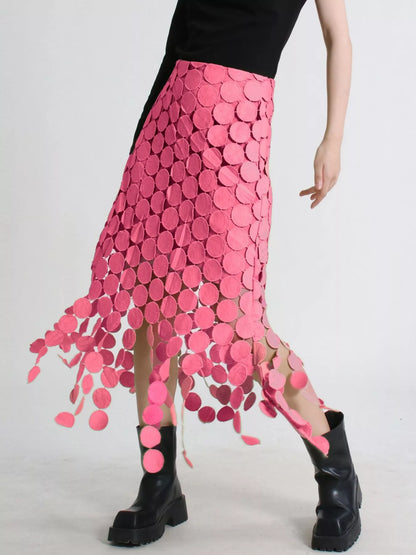 Fringe Midi Skirt See size chart under “more details”