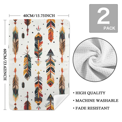 Baha Ranch Southwestern Feathers Set of 2 Dish Towels Made in America