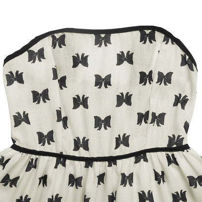 Shoulder Strap Bow Decoration With Bow Print Elegant Summer Dress
