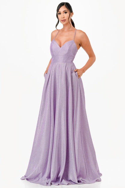 Back lace up glitter gown