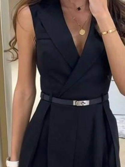 Women's Solid Sleeveless Surplice Romper – Relaxed Fit