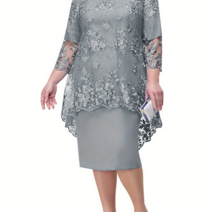 Women's Elegant Lace Two-Piece Evening Dress