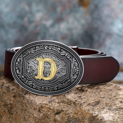 Tang Grass Pattern Letter A-Z Belt Buckle Head
