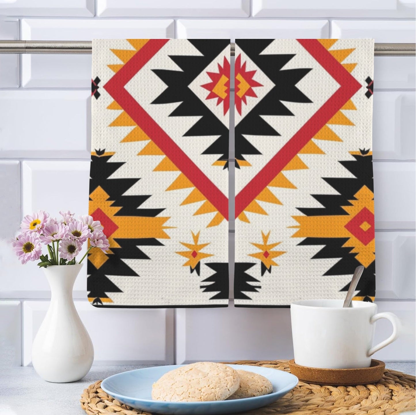 Baha Ranch Southwestern Aztec Set of 2 Kitchen Dish Towels Made in America