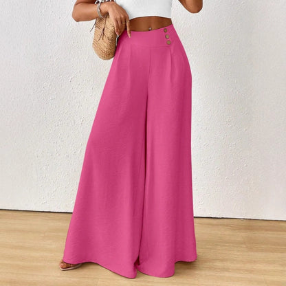 Stylish And Elegant Mid-rise Wide-leg Pants With A Flared Hem (see size guide under more details)