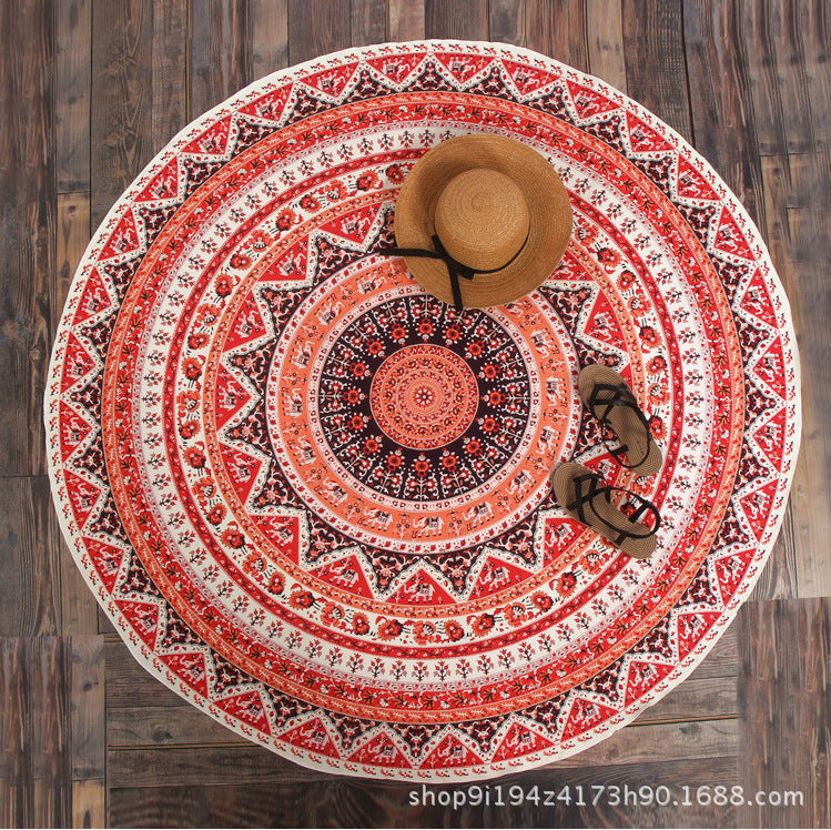 Elephant Totem Round Beach Towel
