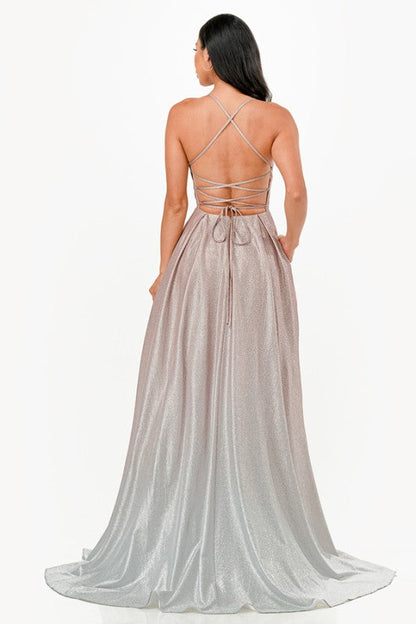 Back lace up ombré gown