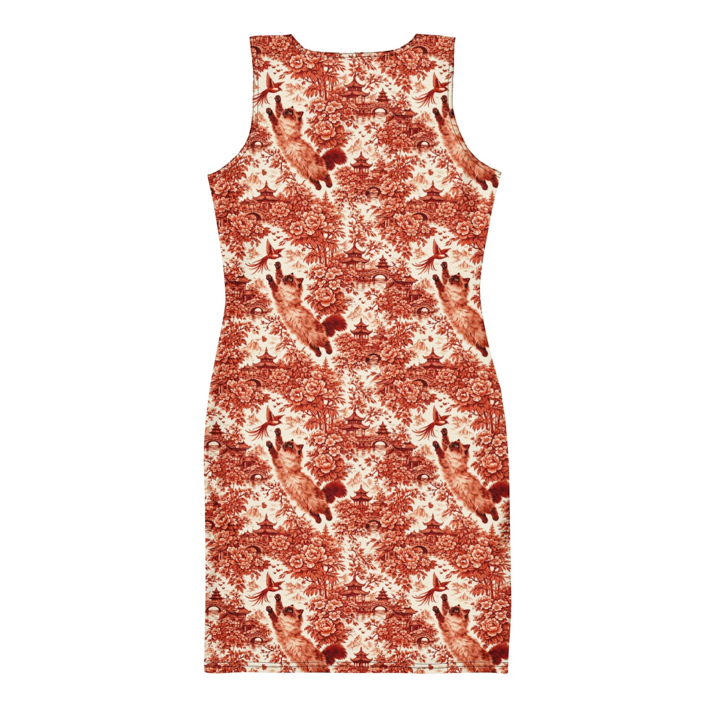 Siamese Cat Floral Bodycon Dress