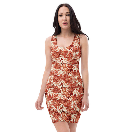 Siamese Cat Floral Bodycon Dress