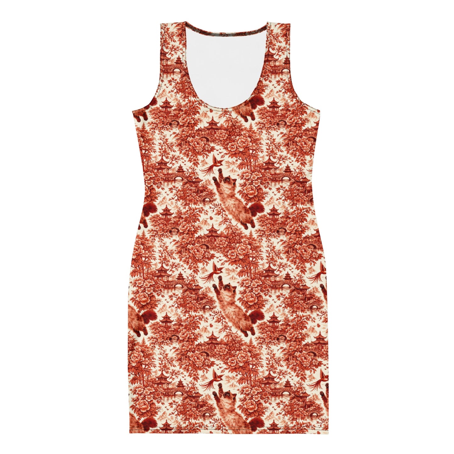 Siamese Cat Floral Bodycon Dress
