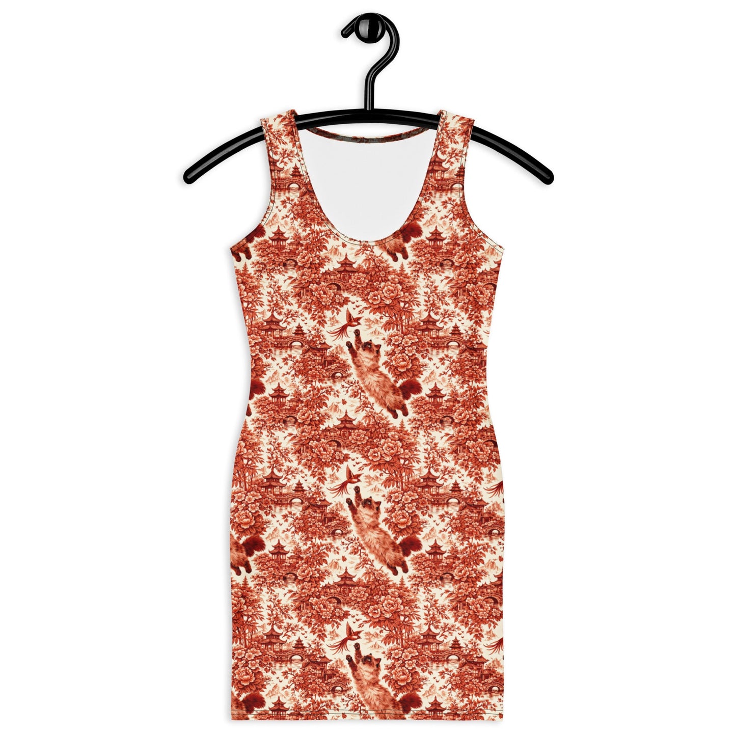 Siamese Cat Floral Bodycon Dress
