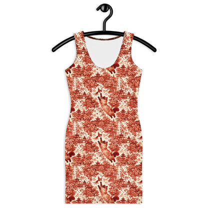 Siamese Cat Floral Bodycon Dress