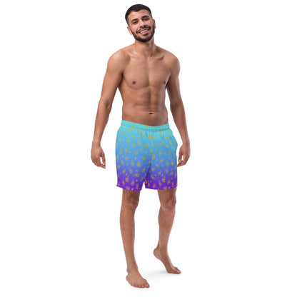 Peacock Henna Swim Trunks - Regal Design Meets All-Day Comfort