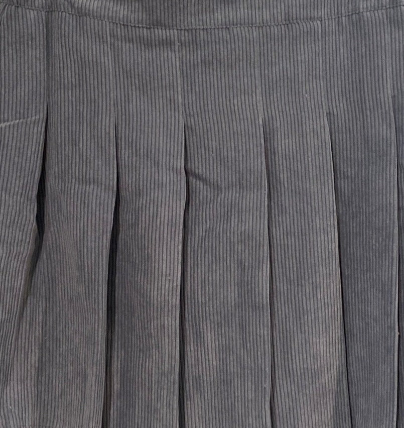 Size Large Blue A-line Corduroy Pleated Mini Skirt