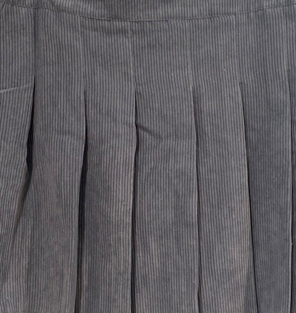 Size Large Blue A-line Corduroy Pleated Mini Skirt