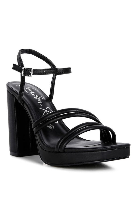 Size 9 Black High Heel Platform Strappy Sandals