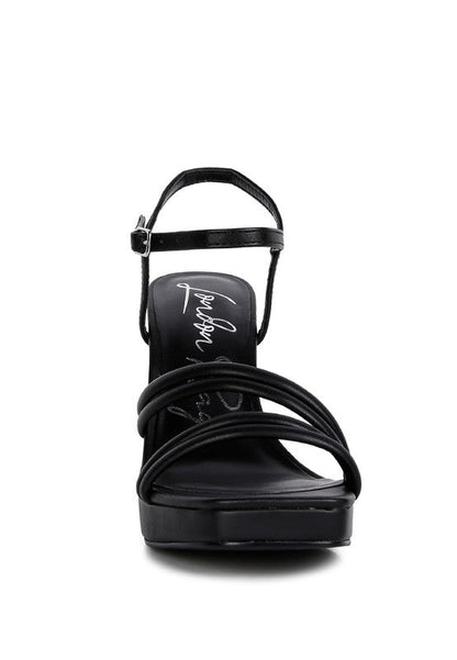 Size 9 Black High Heel Platform Strappy Sandals