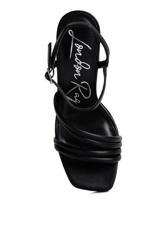Size 9 Black High Heel Platform Strappy Sandals