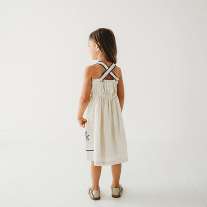 Azurea Hand-Embroidered Linen Dress | Artisan Floral Heirloom