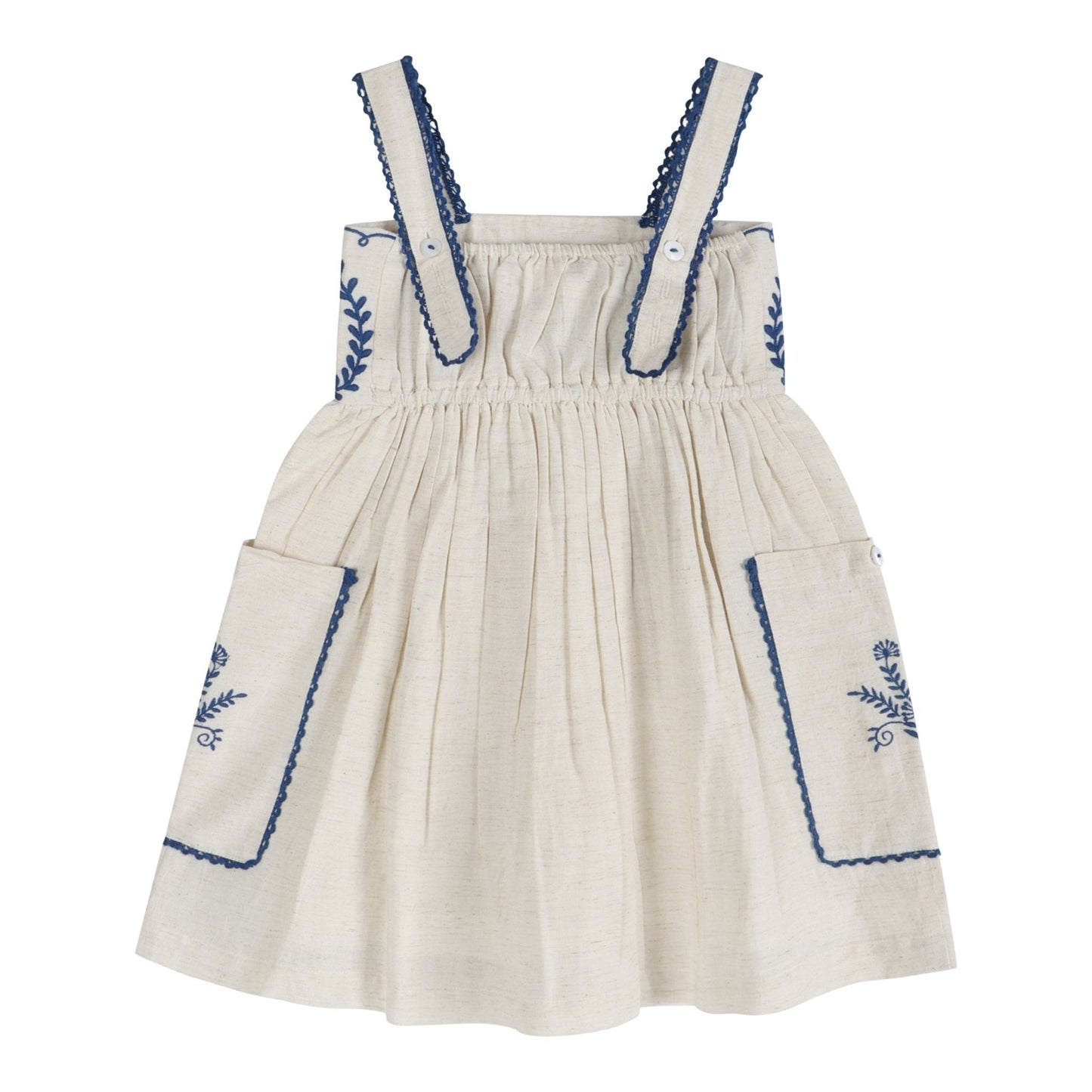 Azurea Hand-Embroidered Linen Dress | Artisan Floral Heirloom