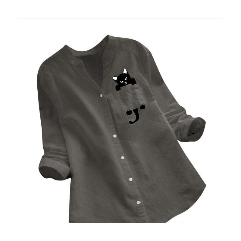 Oversized Printed Long Sleeve Casual Shirt