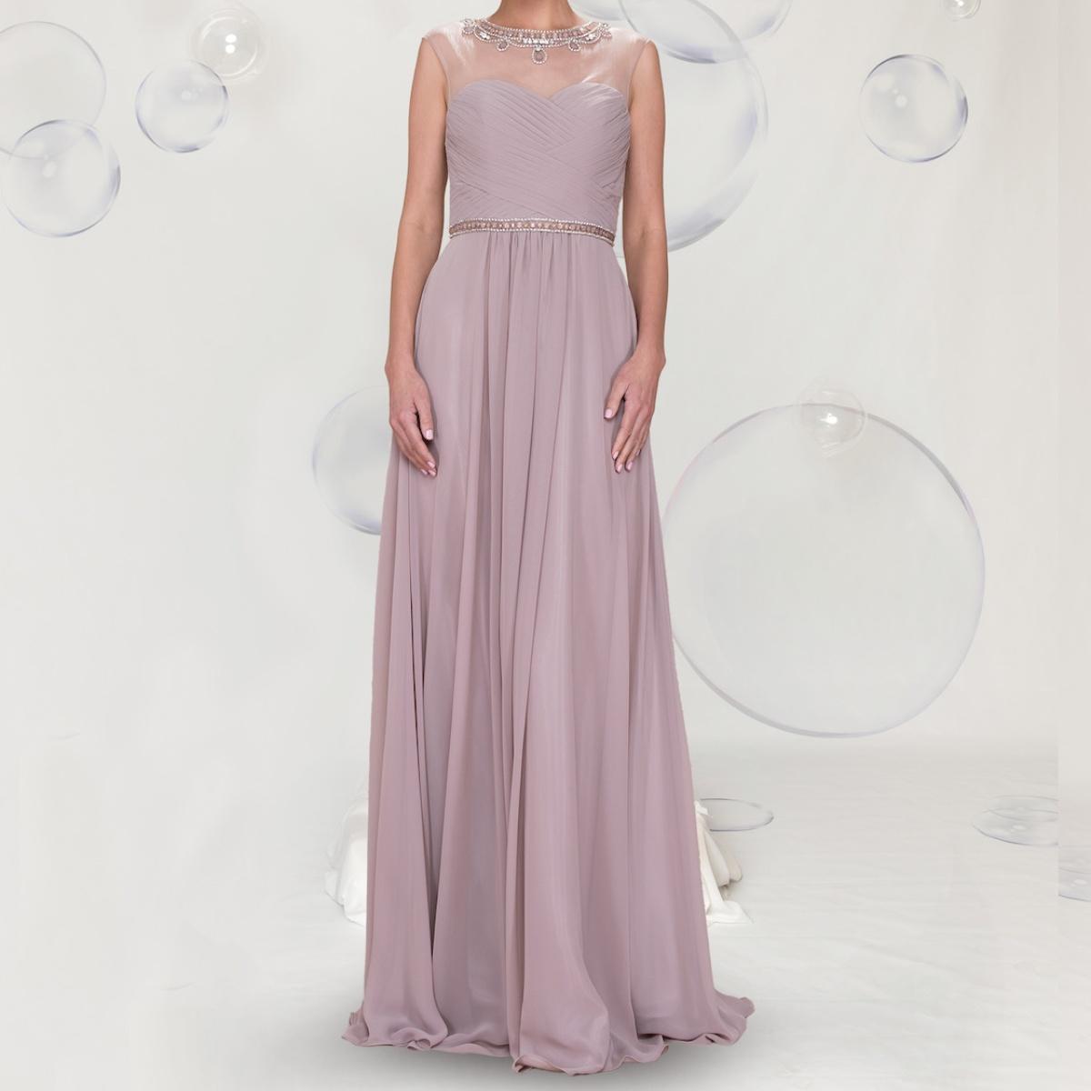 A beautiful gown, halter top with that see through peek-a-boo.