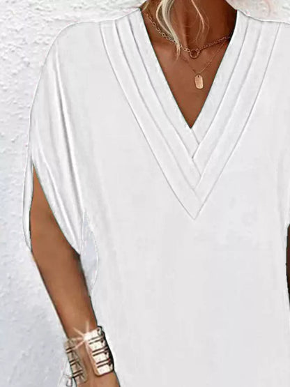 V-Neck Slit Sleeve Mini Dress
