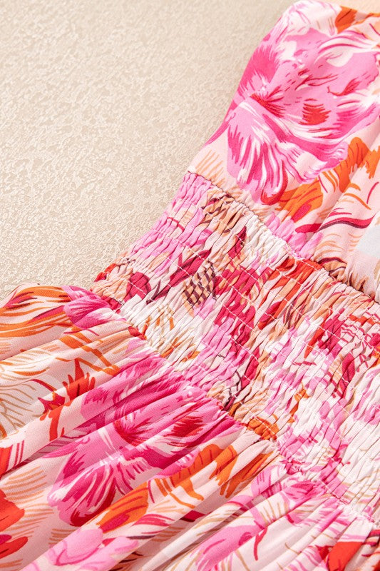 Floral Spaghetti Strap Surplice Neck Dress
