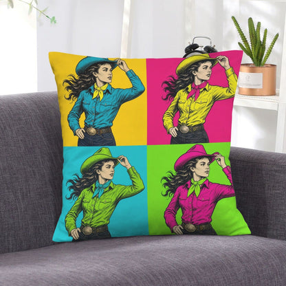 Baha Ranch The Last Roundup Barrel Racer Collage Velvety Soft Pillow Cover Made in America