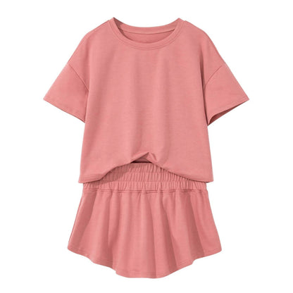 Cropped Tee And Ruffle High Waist Skort Set