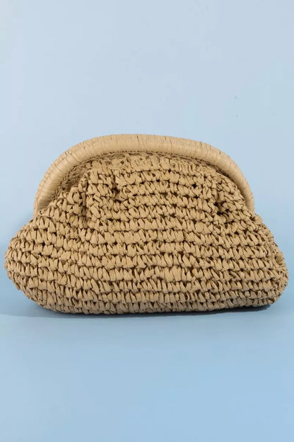Fame Woven Raffia Frame Shoulder Bag