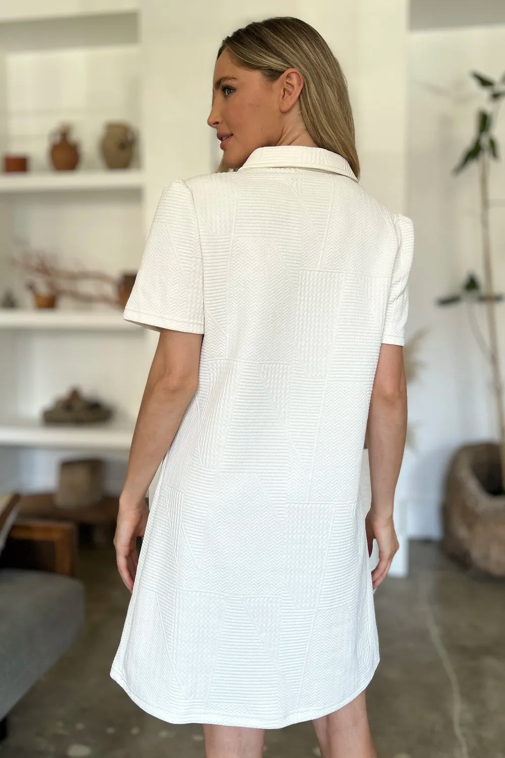 Double Take Texture Short Sleeve Dress