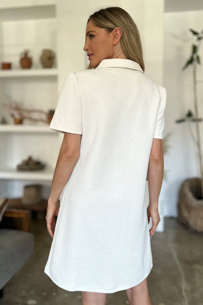 Double Take Texture Short Sleeve Dress