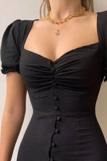 Sweetheart Neck Short Sleeve Dress